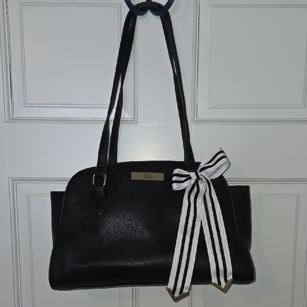 Liz Claiborne Black Handbag with Striped Bow